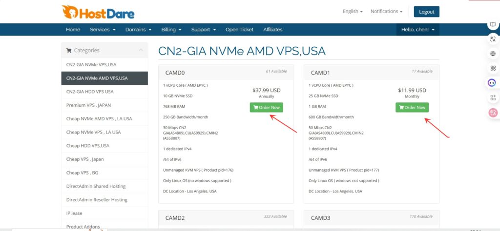 Hostdare 洛杉矶三网优化 VPS（AMD款）限时优惠：24.69 美元/年起插图