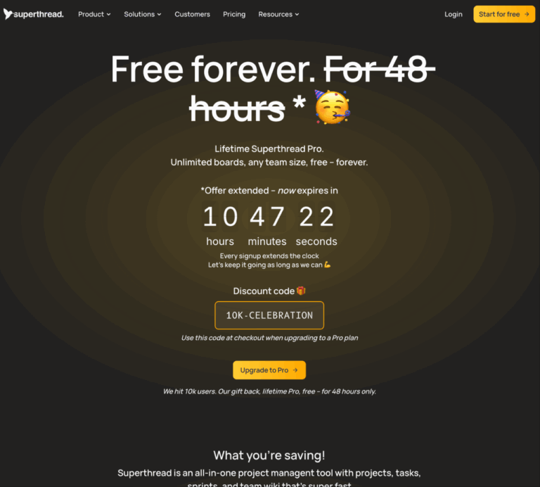 Superthread终身Pro会员免费，限时领取： 不用绑定支付方式，直接0元嫖！